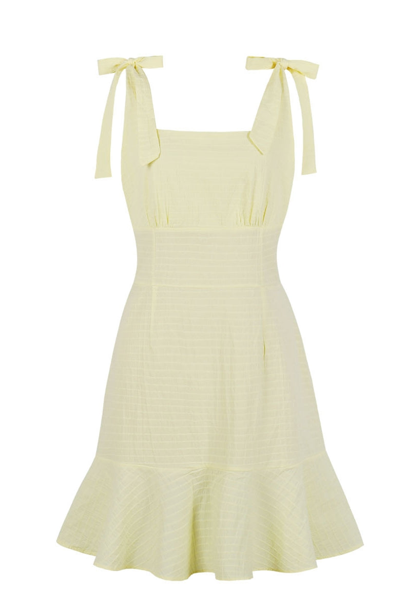 Tie Shoulder Red Ruffled Dress