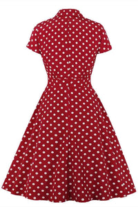 Vintage Red High Waist Ruched Polka Dot