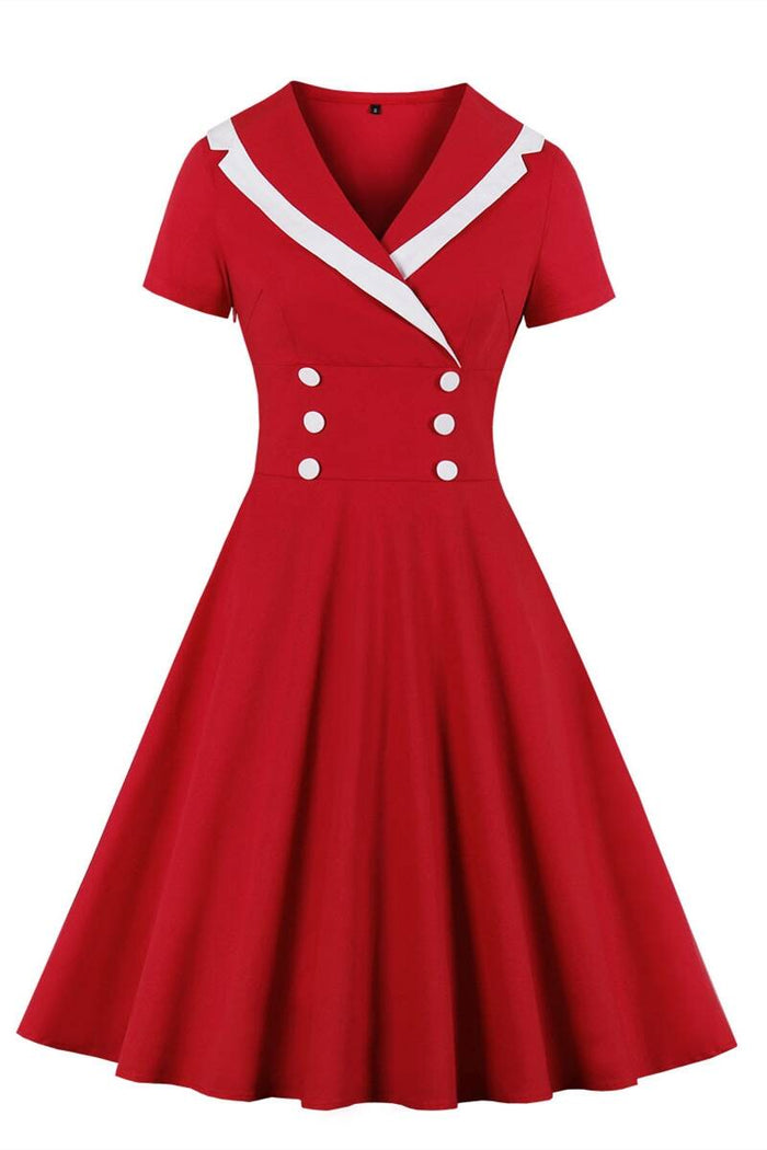 Vintage Style Short White and Pink Dress