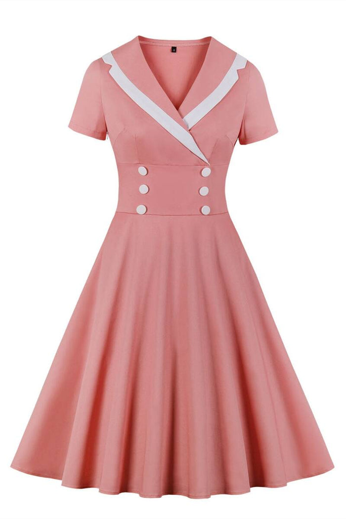 Vintage Style Short White and Pink Dress