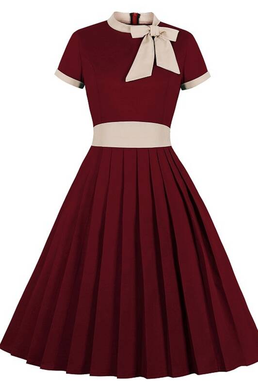 Bow High Neck Turquoise Swing Dress