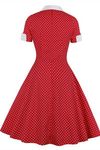 1950s Red Polk Dots  Swing Dress