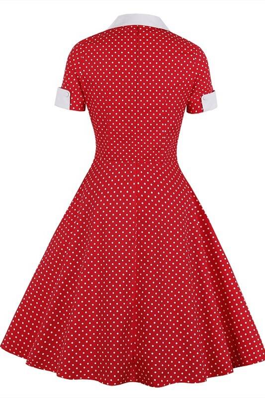 1950s Red Polk Dots  Swing Dress