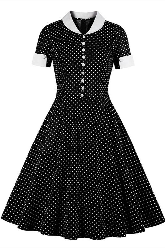 1950s Red Polk Dots  Swing Dress
