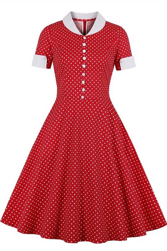 1950s Red Polk Dots Swing Dress – Dreamdressy