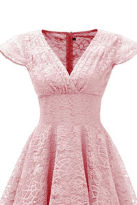 1950s Pink Lace Swing Dress
