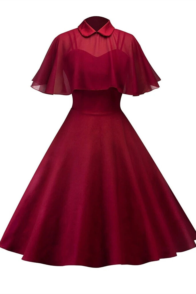 1950s Patchwork Red Swing Dress