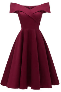 1950s Vintage Off the Shoulder Red Swing Dress