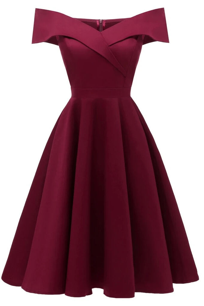 1950s Vintage Off the Shoulder Red Swing Dress