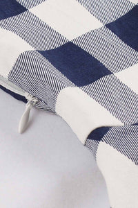 1950s Blue and White Pockets Plaid Dress