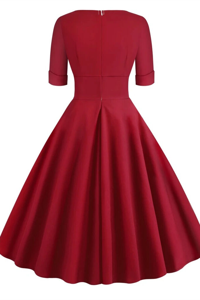 1950s Red Wrap Swing Dress