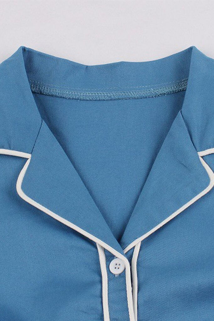 1950s Blue Belt Swing Dress