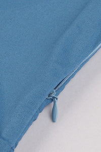 1950s Blue Belt Swing Dress