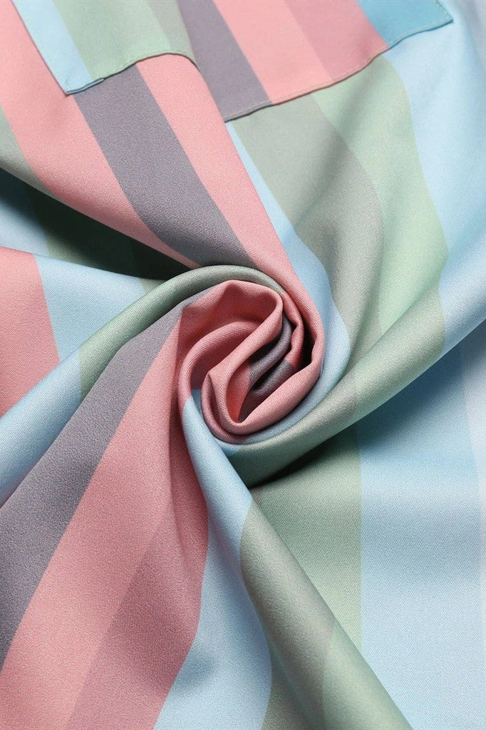 1950s Rainbow Pockets Belt Swing Dress