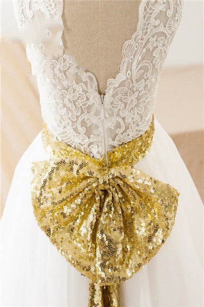 Cute A Line White Long Flower Girl Dress