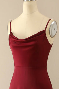 Elegant Spaghetti Straps Burgundy Long Bridesmaid Dress