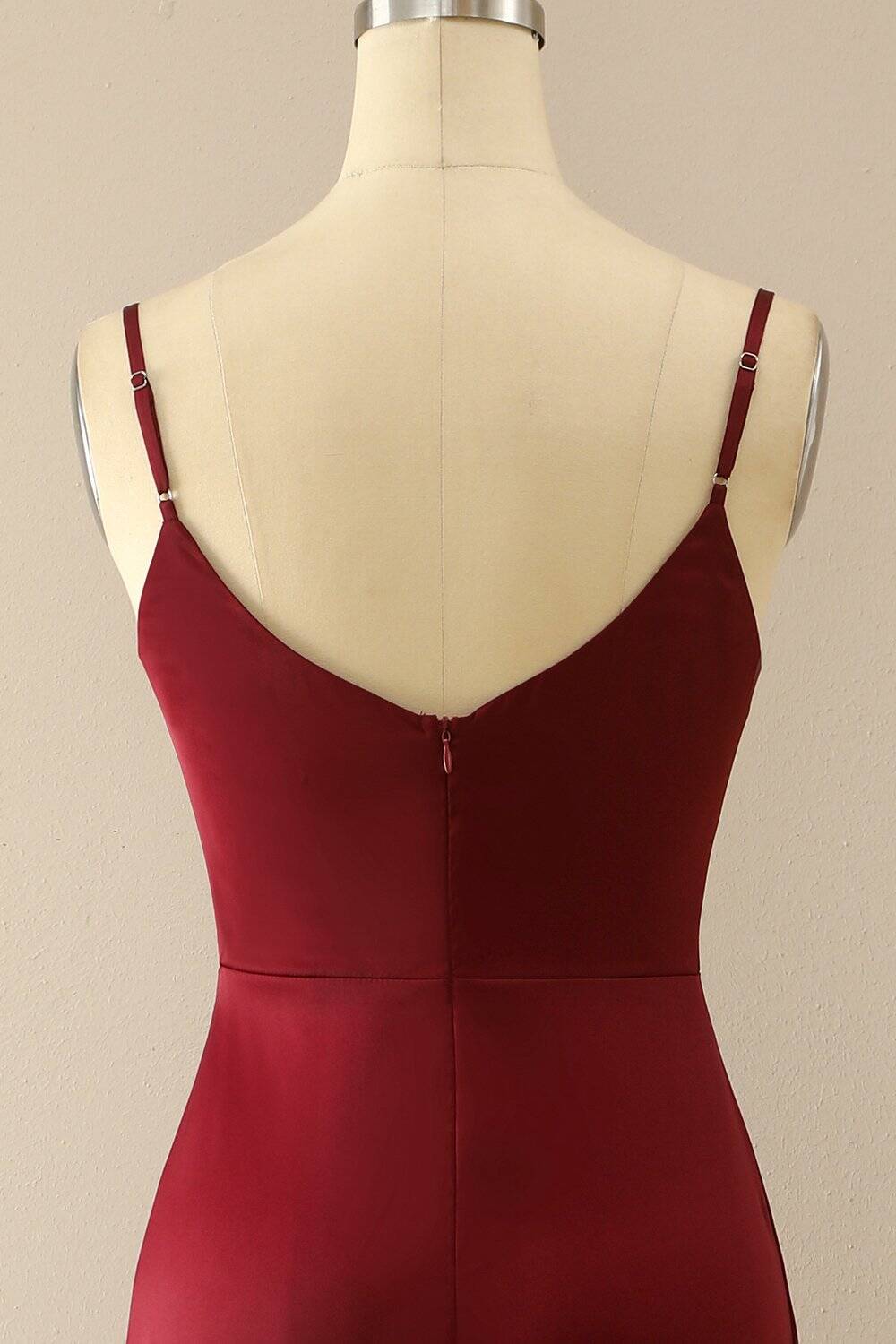 Elegant Spaghetti Straps Burgundy Long Bridesmaid Dress