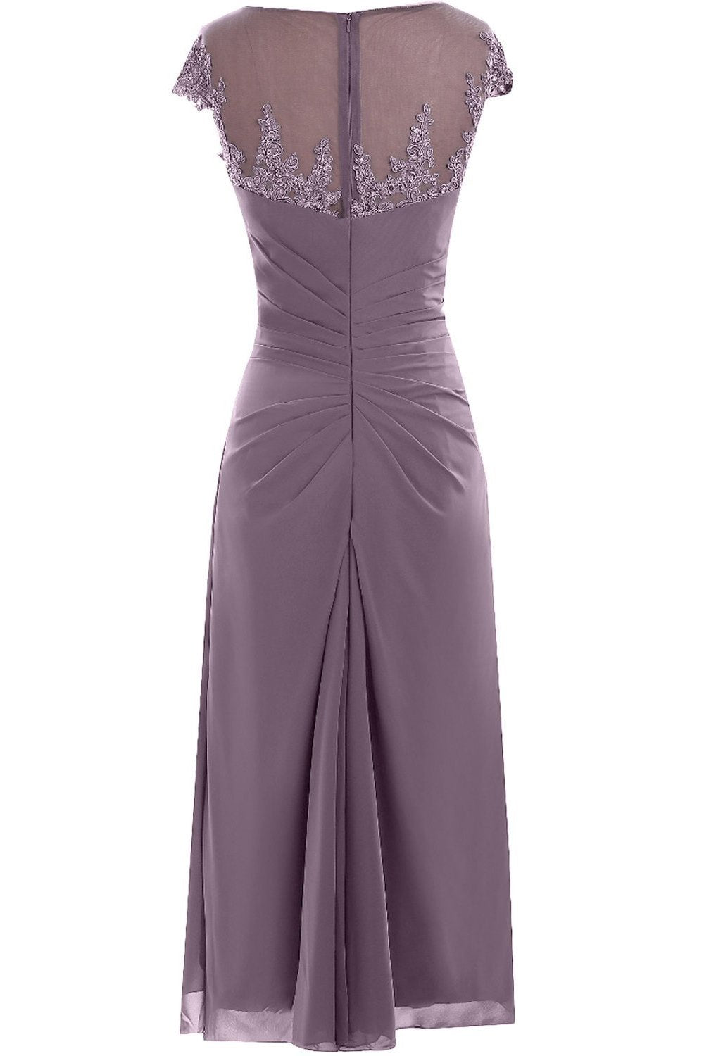 Mauve Cap Sleeve Beaded Mother of Bride Dress