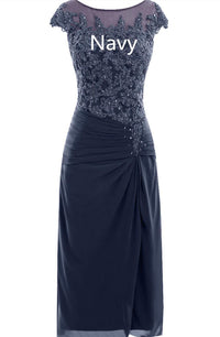 Mauve Cap Sleeve Beaded Mother of Bride Dress