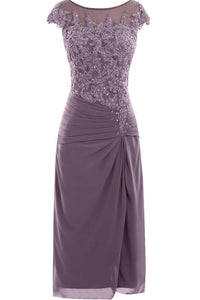 Mauve Cap Sleeve Beaded Mother of Bride Dress