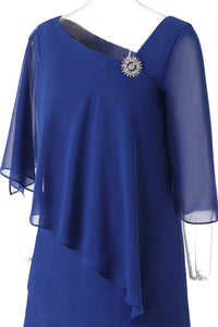 Two Piece Ruffle Royal Blue Mother of Bride Suit