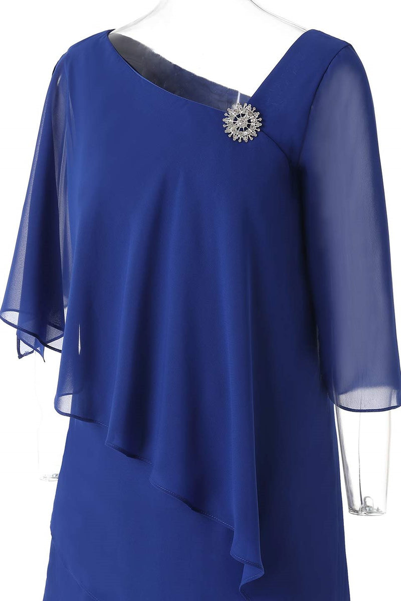 Two Piece Ruffle Royal Blue Mother of Bride Suit