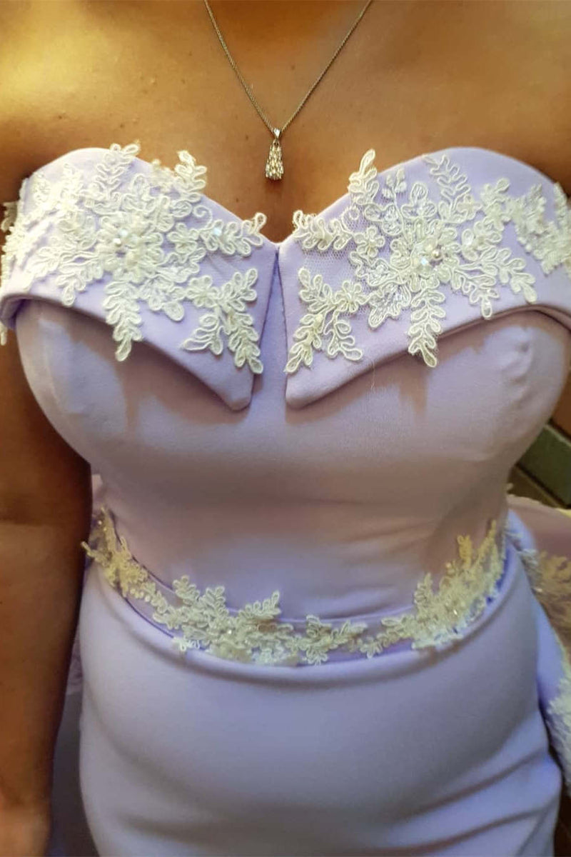 Elegant Strapless Mermaid Lilac Long Prom Dress