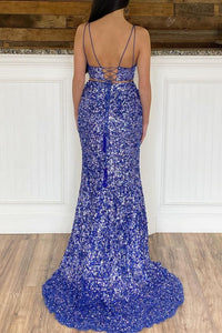 Glitter Two Piece Green Sequins Mermaid Prom Dress