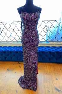 Glitter Red Sequis Long Prom Dress