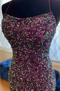 Glitter Red Sequis Long Prom Dress