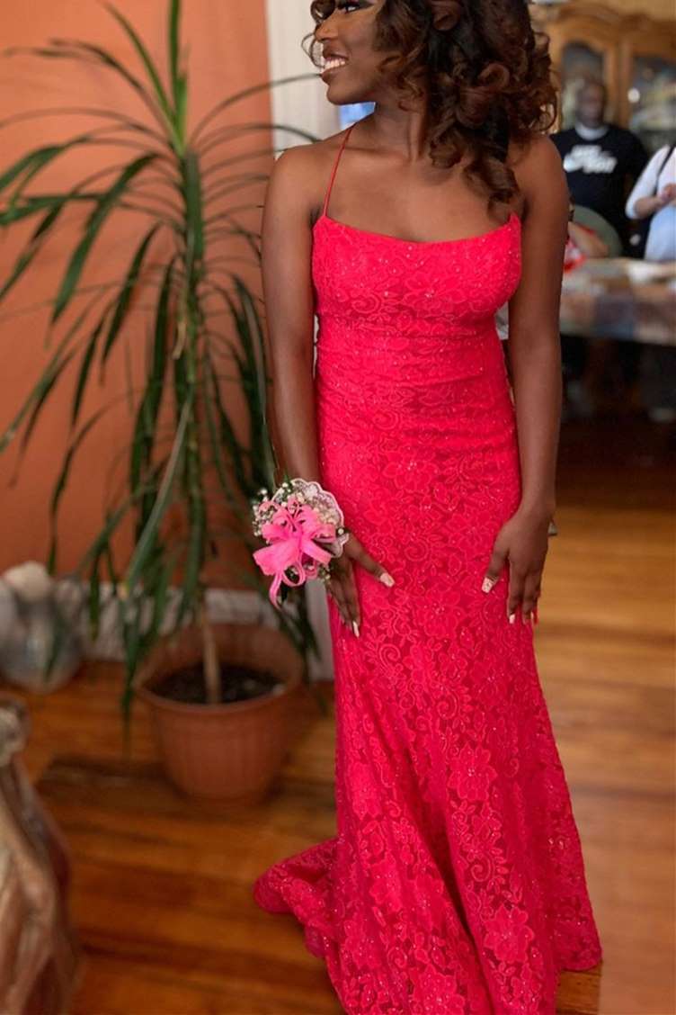 Elegant Mermaid Royal Blue Lace Prom Dress