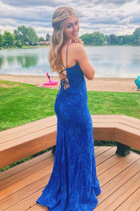 Elegant Gold Mermaid Lace Long Prom Dress