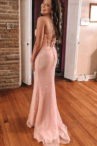 Elegant Mermaid Pink Long Prom Dress