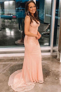 Elegant Mermaid Pink Long Prom Dress