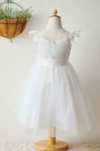 Cute A-Line White Flower Girl Dress