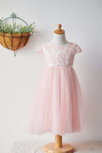 Adorable Pearl Pink Lace Flower Girl Dress