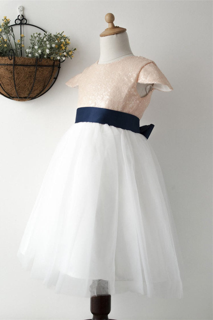 Cute A-Line Sequined Flower Gilr Dress