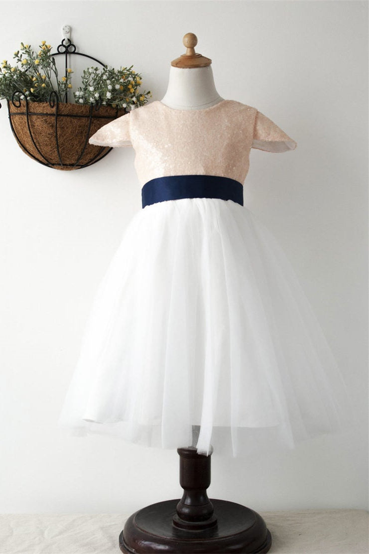 Cute A-Line Sequined Flower Gilr Dress