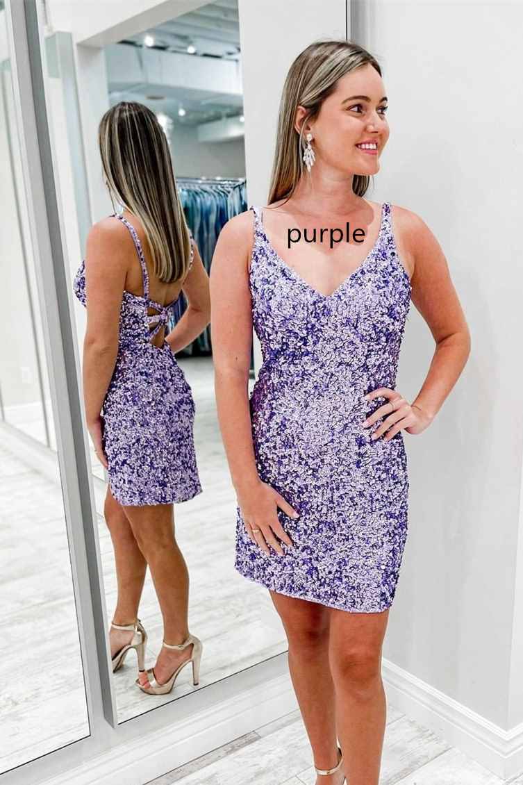 Tight Wine Red Sequins Short Homecoming Dress