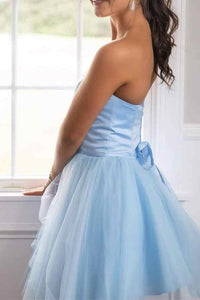 Strapless Light Blue A-line Short Homecoming Dress
