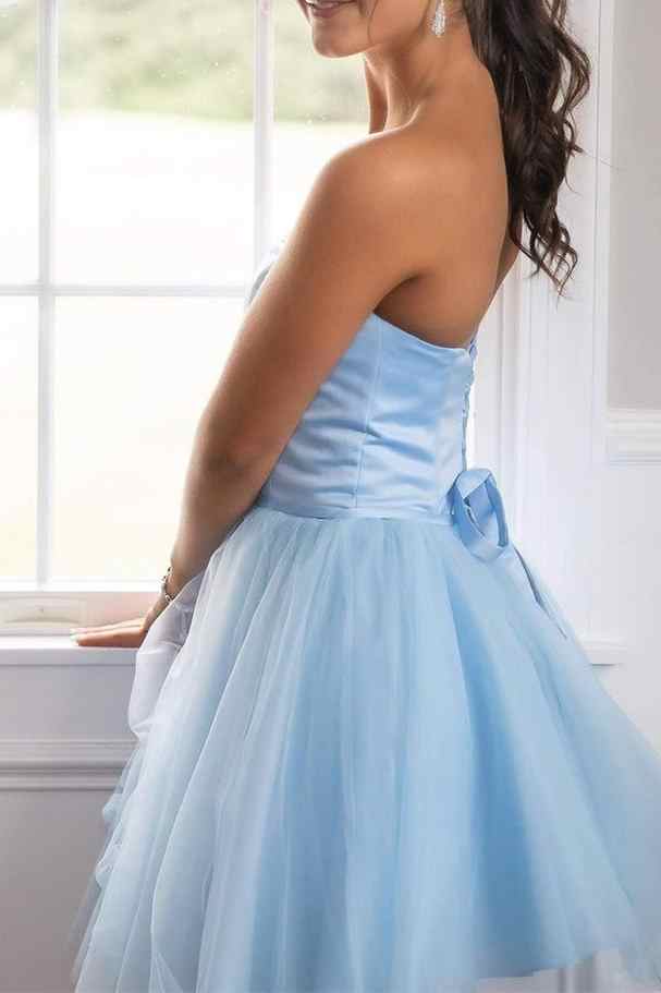 Strapless Light Blue A-line Short Homecoming Dress