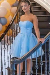 Strapless Light Blue A-line Short Homecoming Dress