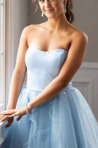 Strapless Light Blue A-line Short Homecoming Dress