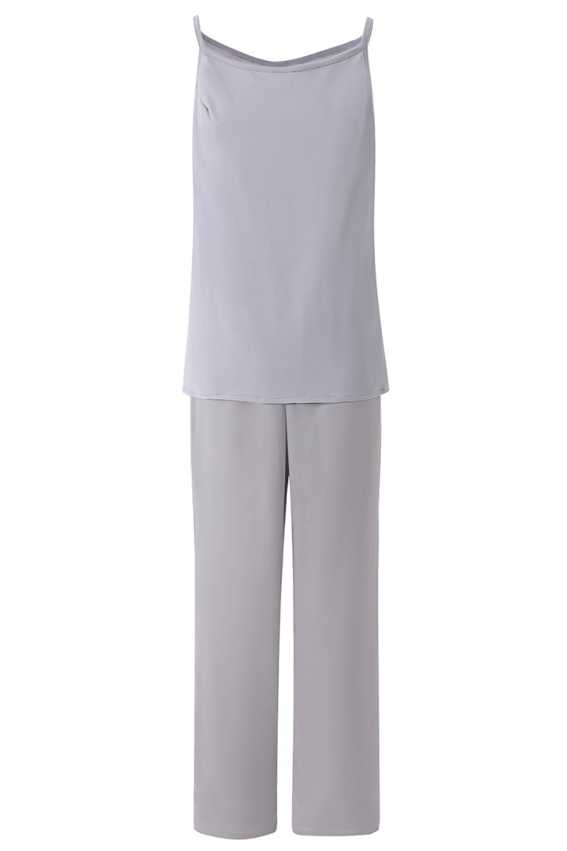 Three-Piece Grey Lace Mother of the Bride Pant Suits