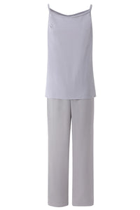 Three-Piece Grey Lace Mother of the Bride Pant Suits