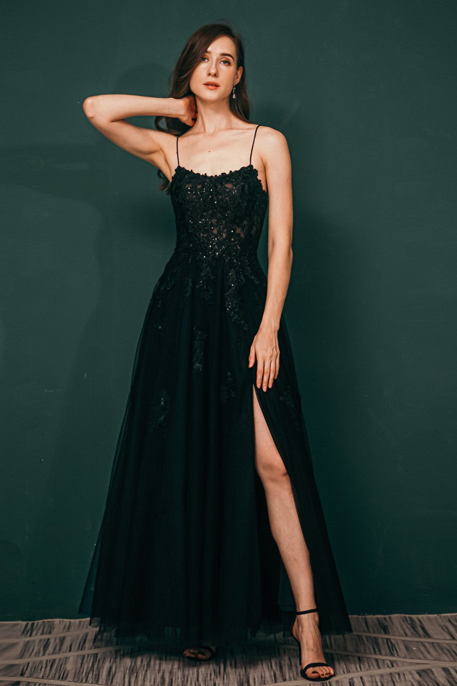 Burgundy A-line Lace Appliques Long Formal Dress