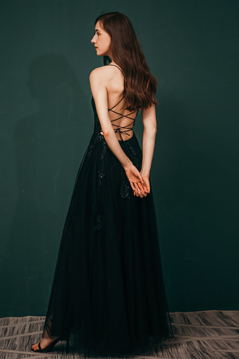 Burgundy A-line Lace Appliques Long Formal Dress