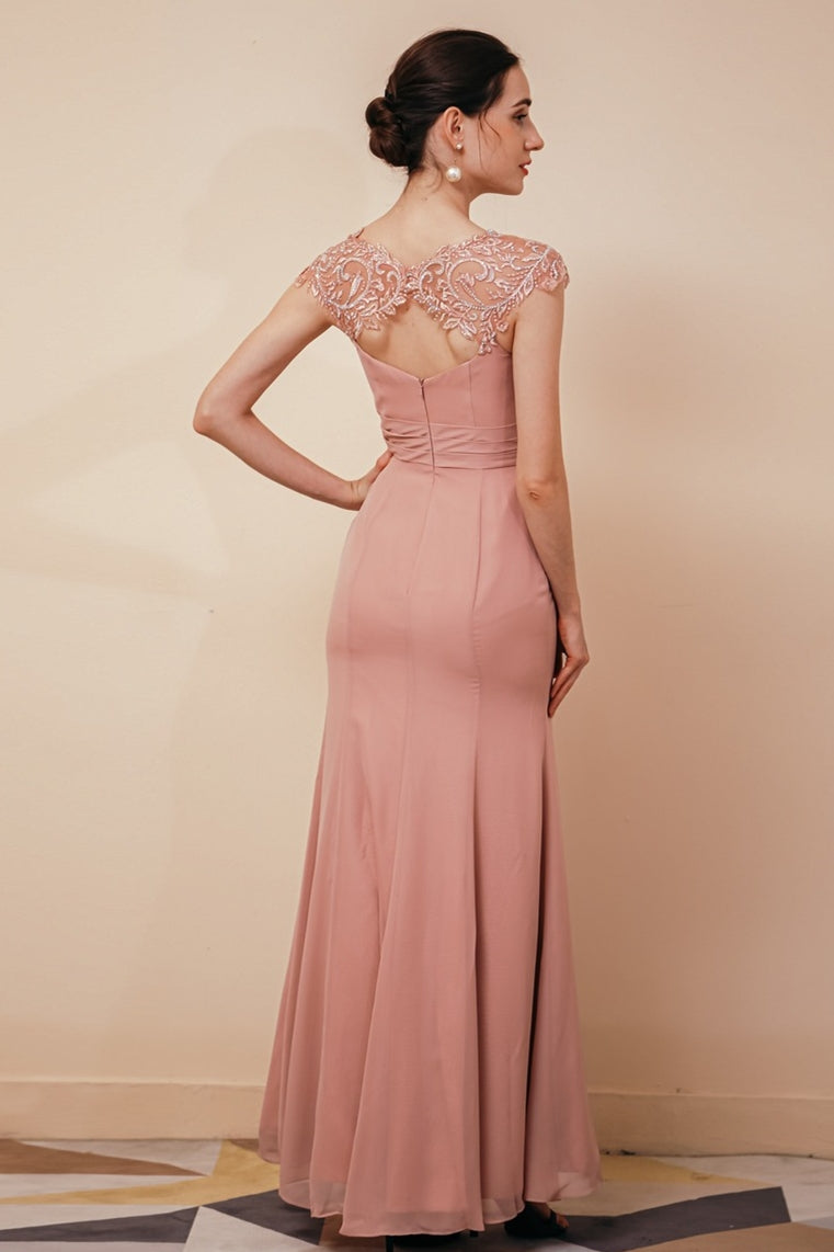 Blush Pink Mermaid Long Mother of the Bride Dress