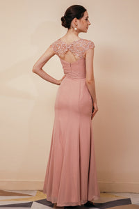 Blush Pink Mermaid Long Mother of the Bride Dress