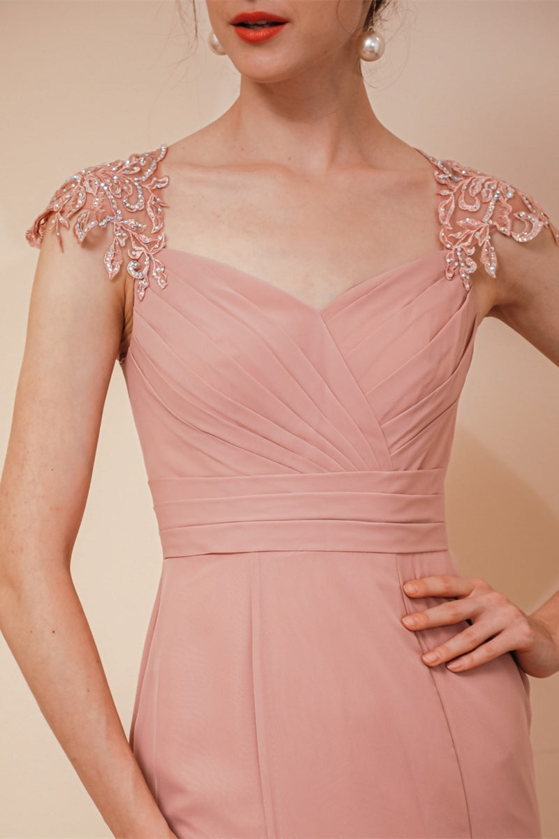 Blush Pink Mermaid Long Mother of the Bride Dress